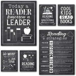 Reading Motivational Posters | Set of 6 | Motivational Posters - Farmhouse Modern Grey